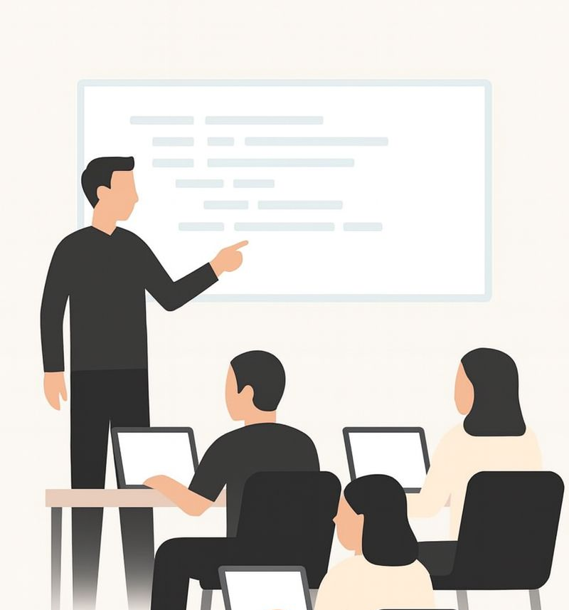 Faculty teaching a coding session