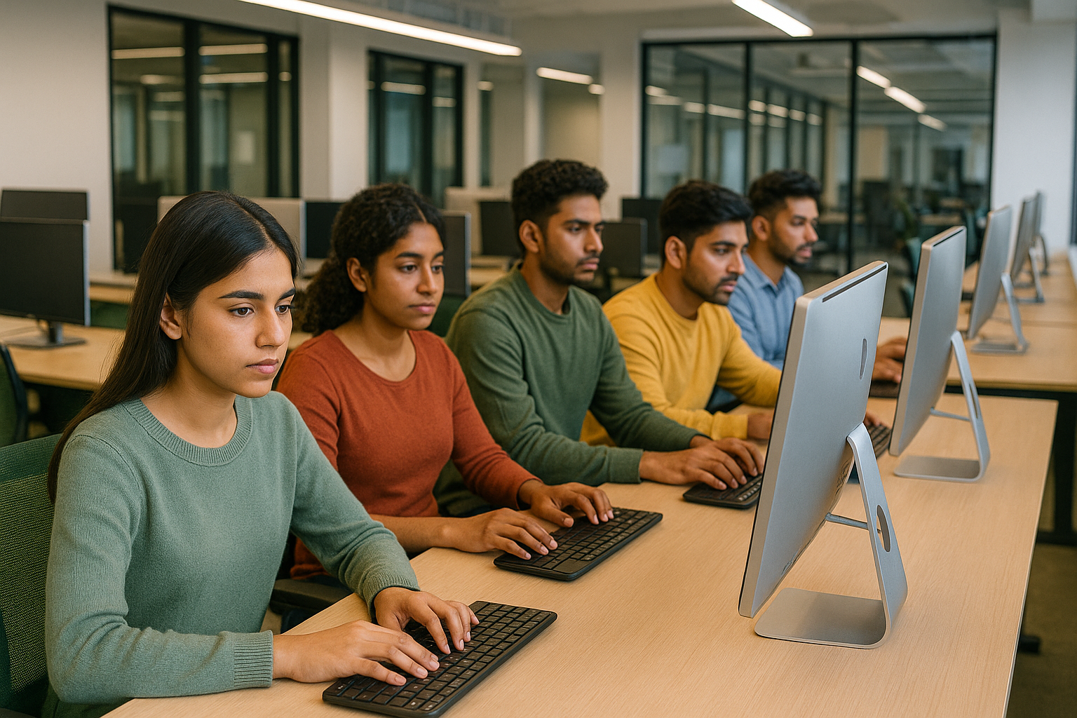 Airocode students in a modern computer lab